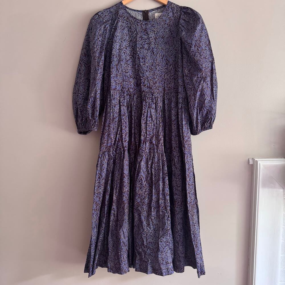 OffOn Clothing Purple Foliage Print Dress Sustainable Fashion